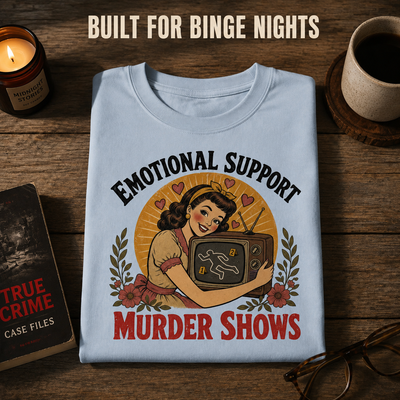 Emotional Support Murder Show T-Shirt_folded_flatlay