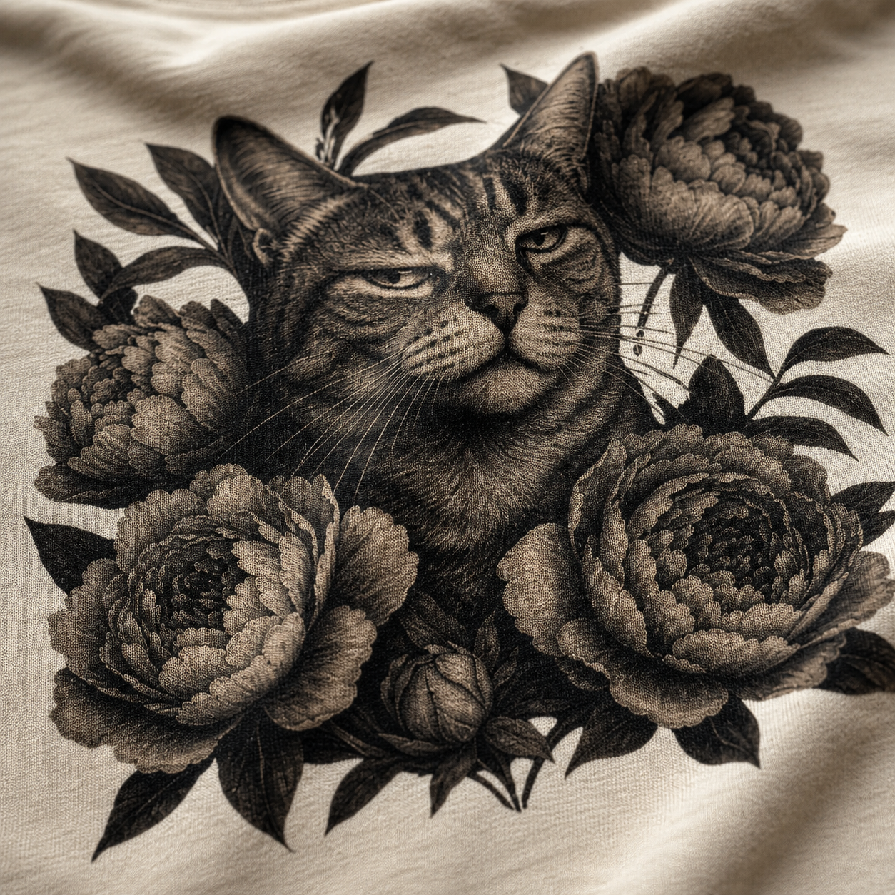 Judging Floral Cat T-Shirt_macro_detail