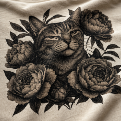 Judging Floral Cat T-Shirt_macro_detail