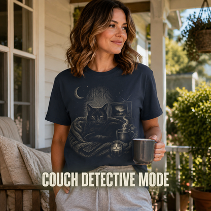 Comfy Cat, Coffee, & Murder Shows T-Shirt_active_outdoor