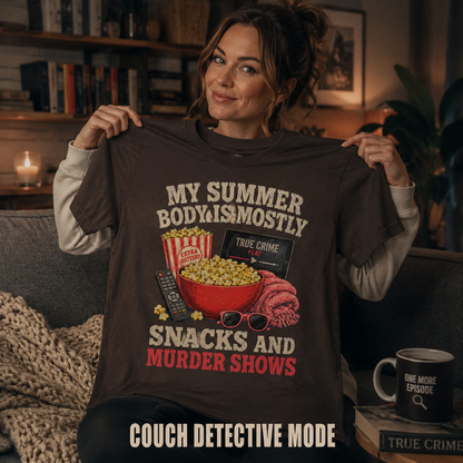 Snacks and Murder Shows T-Shirt_ugc_holdup