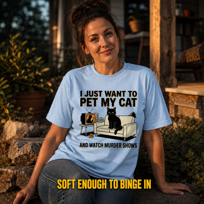 Pet My Cat and Watch Murder Shows T-Shirt_ls_golden