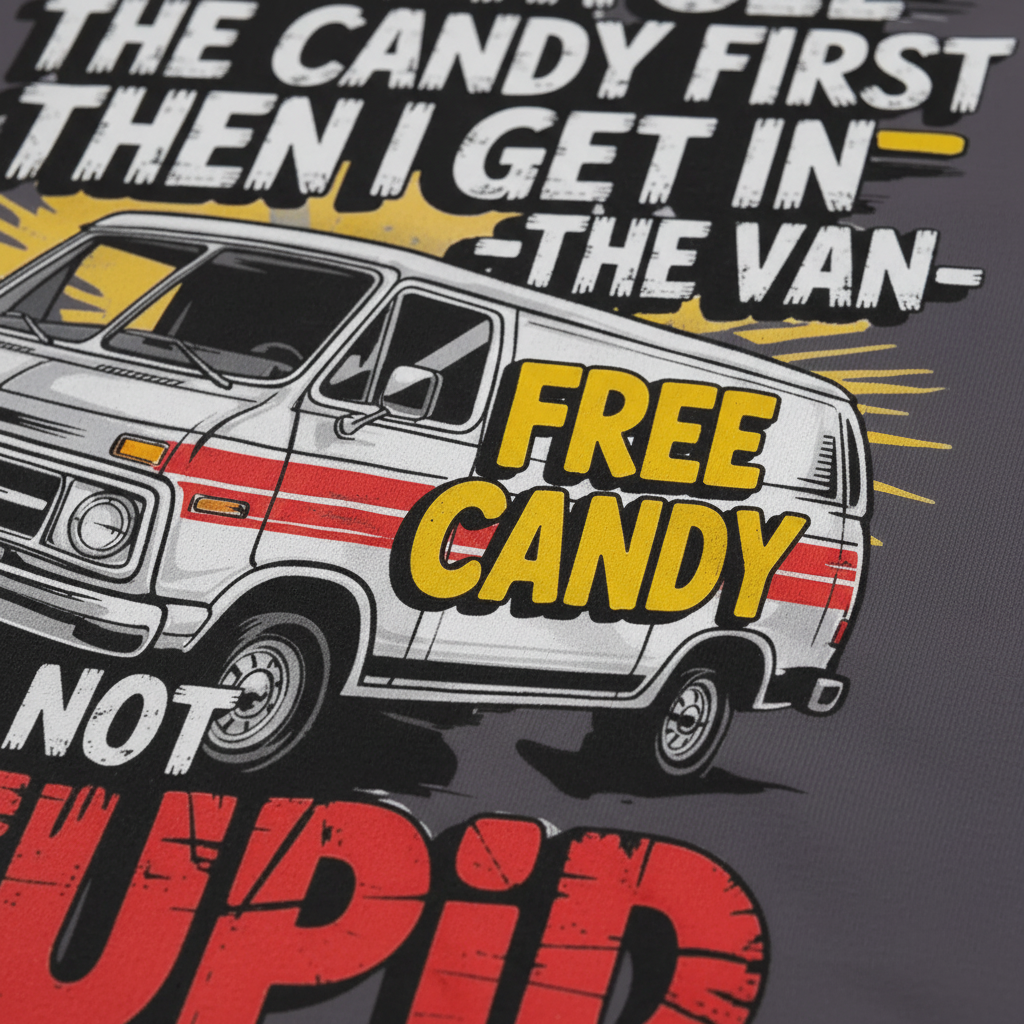 Not Stupid Candy Van T-Shirt_closeup