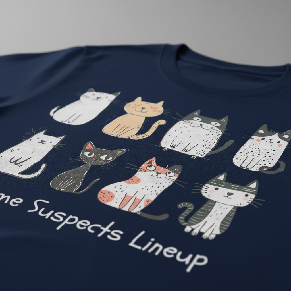 Quirky Cats Squad T-Shirt_closeup