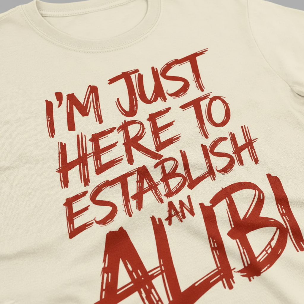 Establish an Alibi T-Shirt_closeup