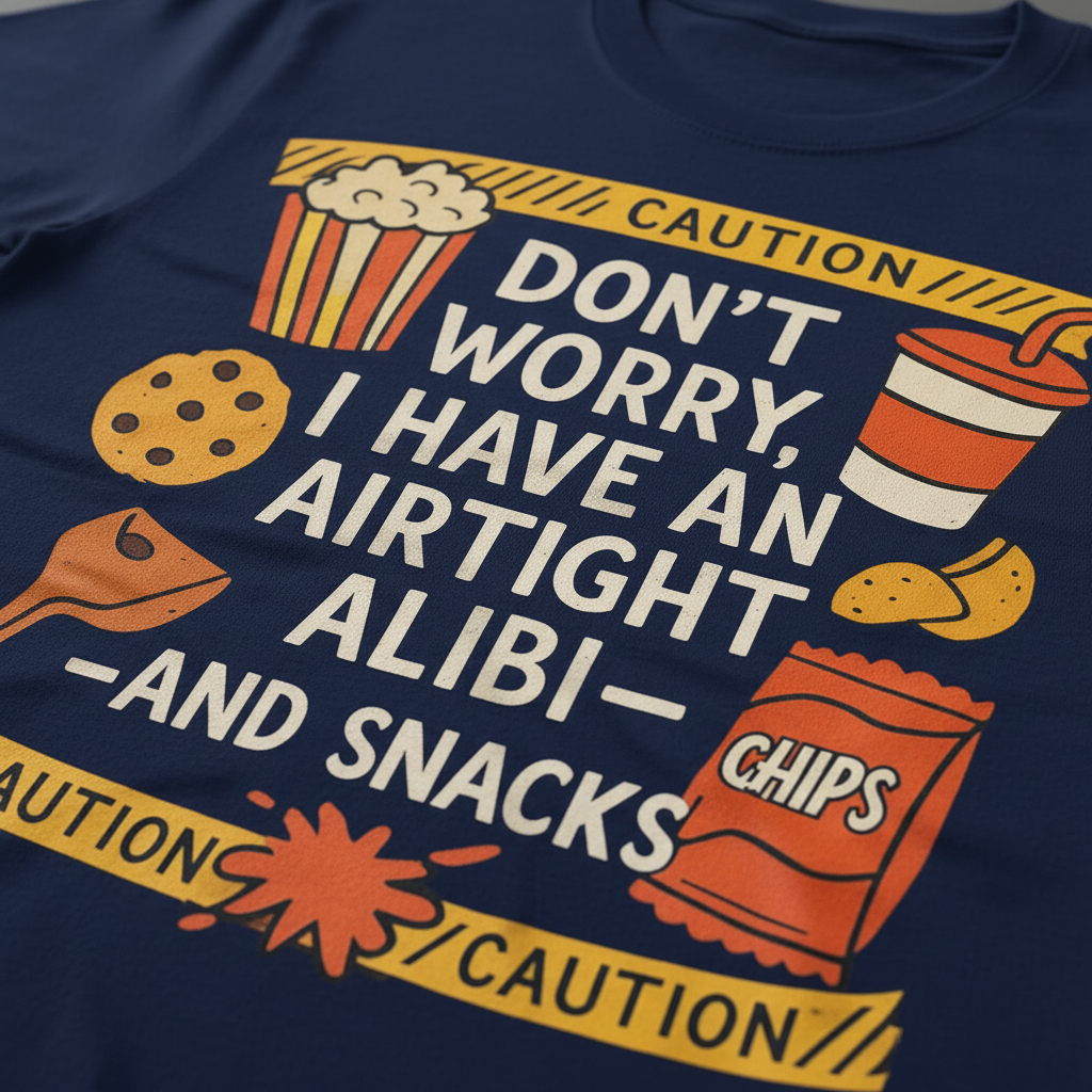 Airtight Alibi Snack T-Shirt_closeup