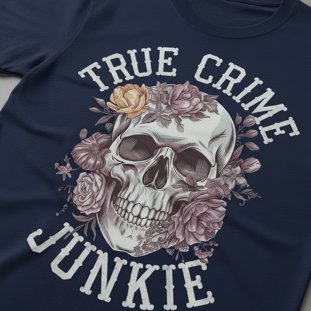 True Crime Junkie T-Shirt_closeup