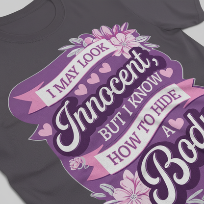 Innocent But Deadly T-Shirt_closeup