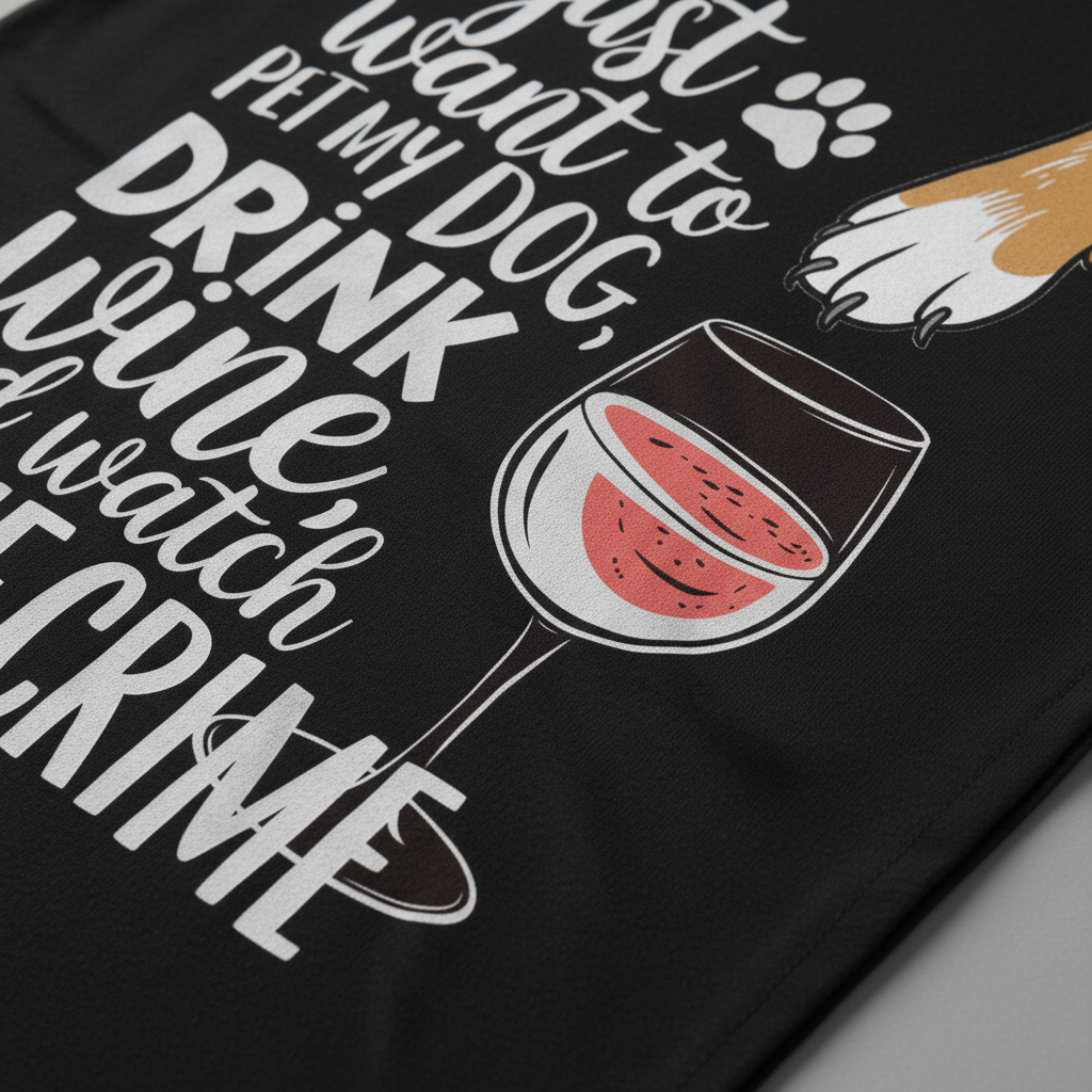 Wine, Dogs & True Crime T-Shirt_closeup