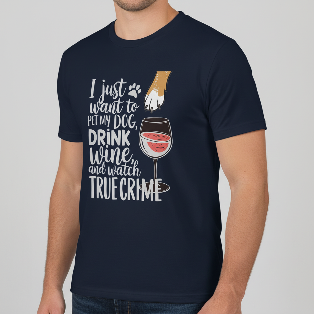 Wine, Dogs & True Crime T-Shirt_benefit