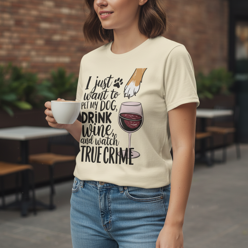 Wine, Dogs & True Crime T-Shirt_lifestyle