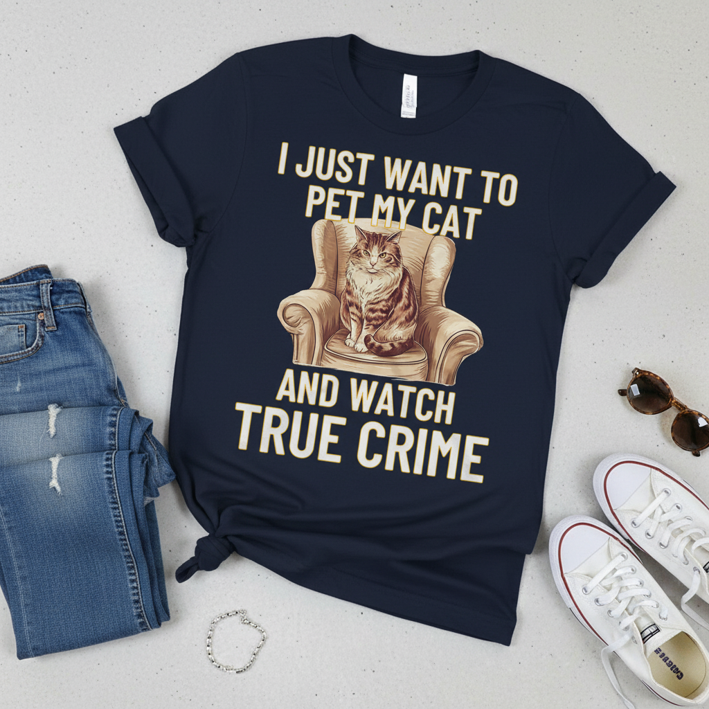 Pet My Cat & Watch True Crime T-Shirt_pairing