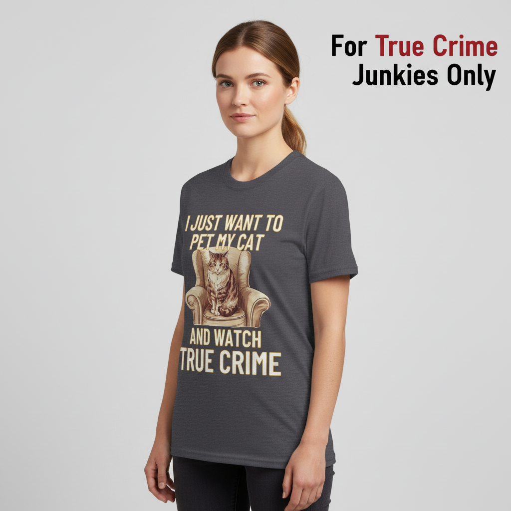 Pet My Cat & Watch True Crime T-Shirt_hero