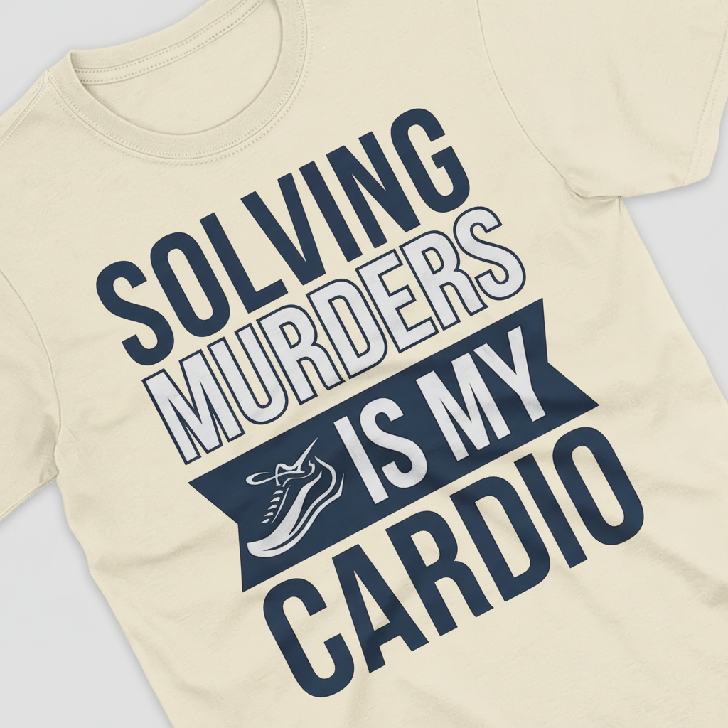 Solving Murders Is My Cardio T-Shirt_closeup