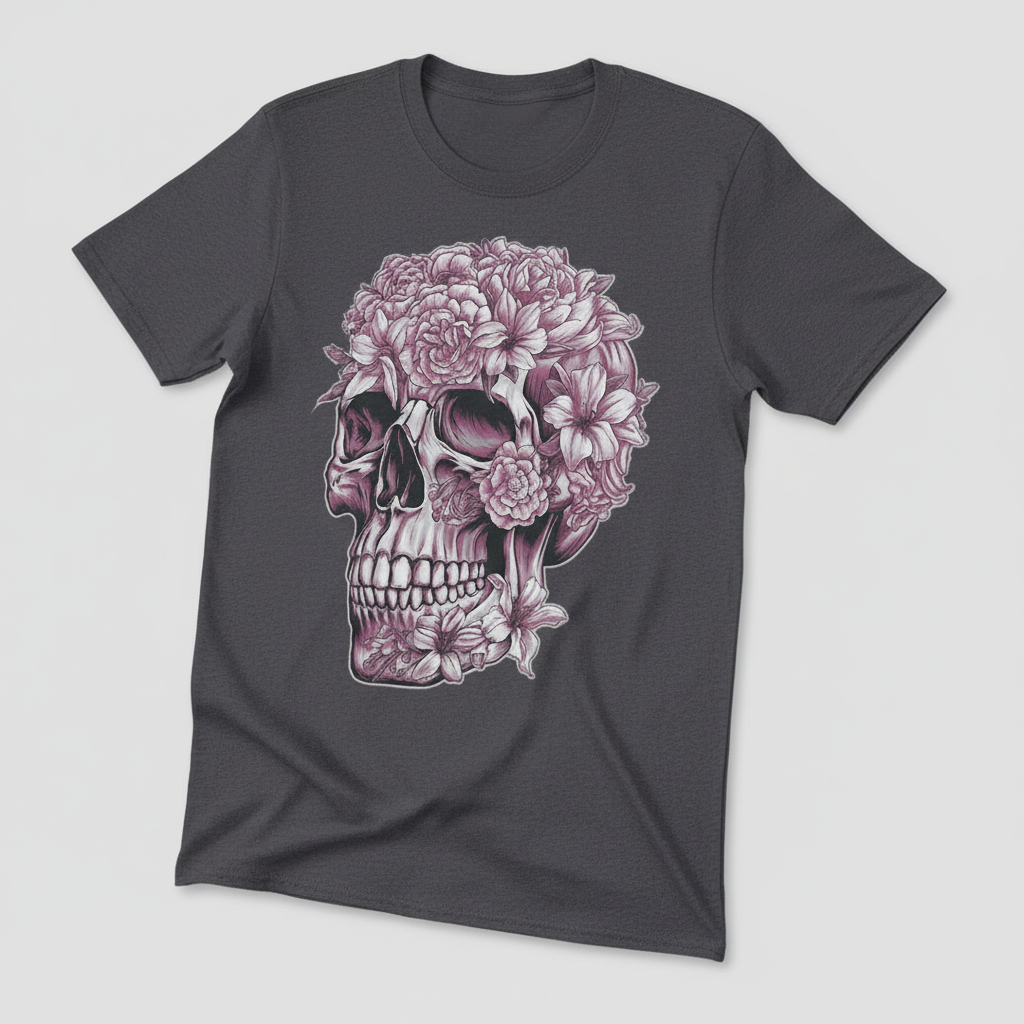 Floral Skull Bloom T-Shirt_space