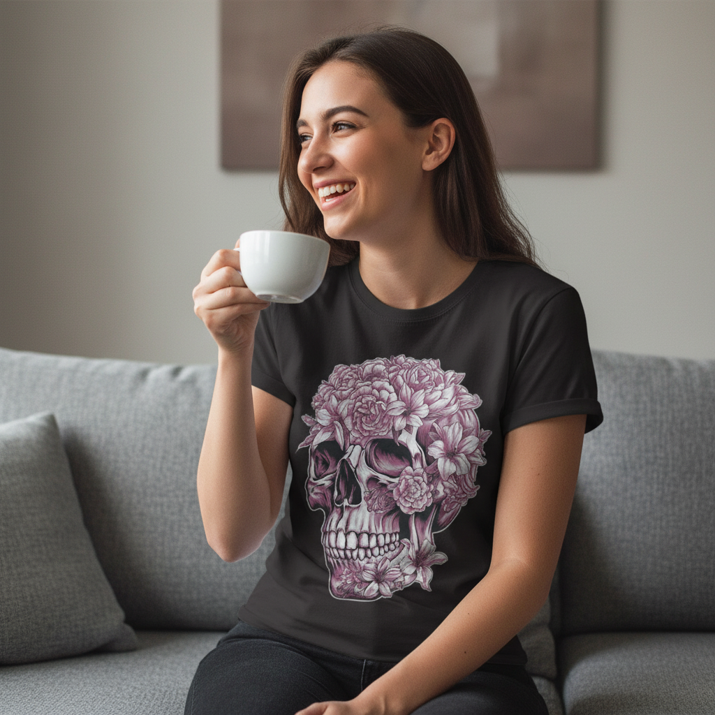 Floral Skull Bloom T-Shirt_use