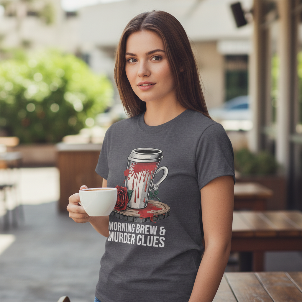 Morning Brew & Murder Clues T-Shirt_lifestyle