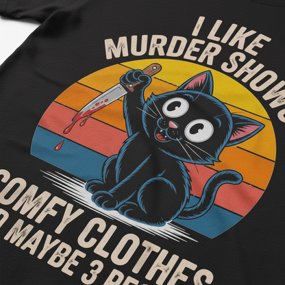 Murder Shows & Cats T-Shirt_closeup