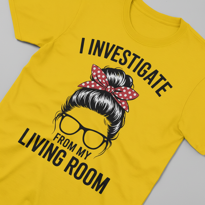 Living Room Investigator T-Shirt_closeup