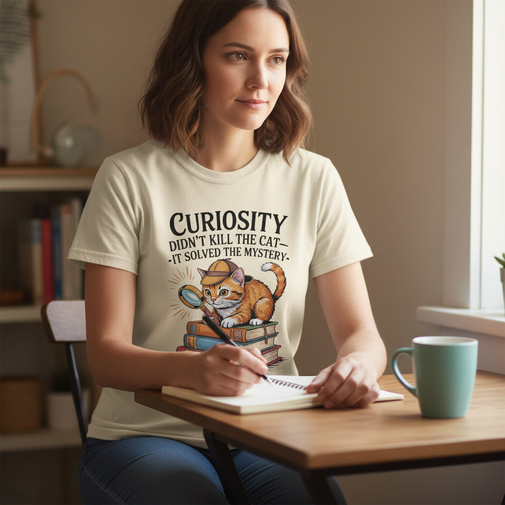 Curious Detective Cat T-Shirt_use