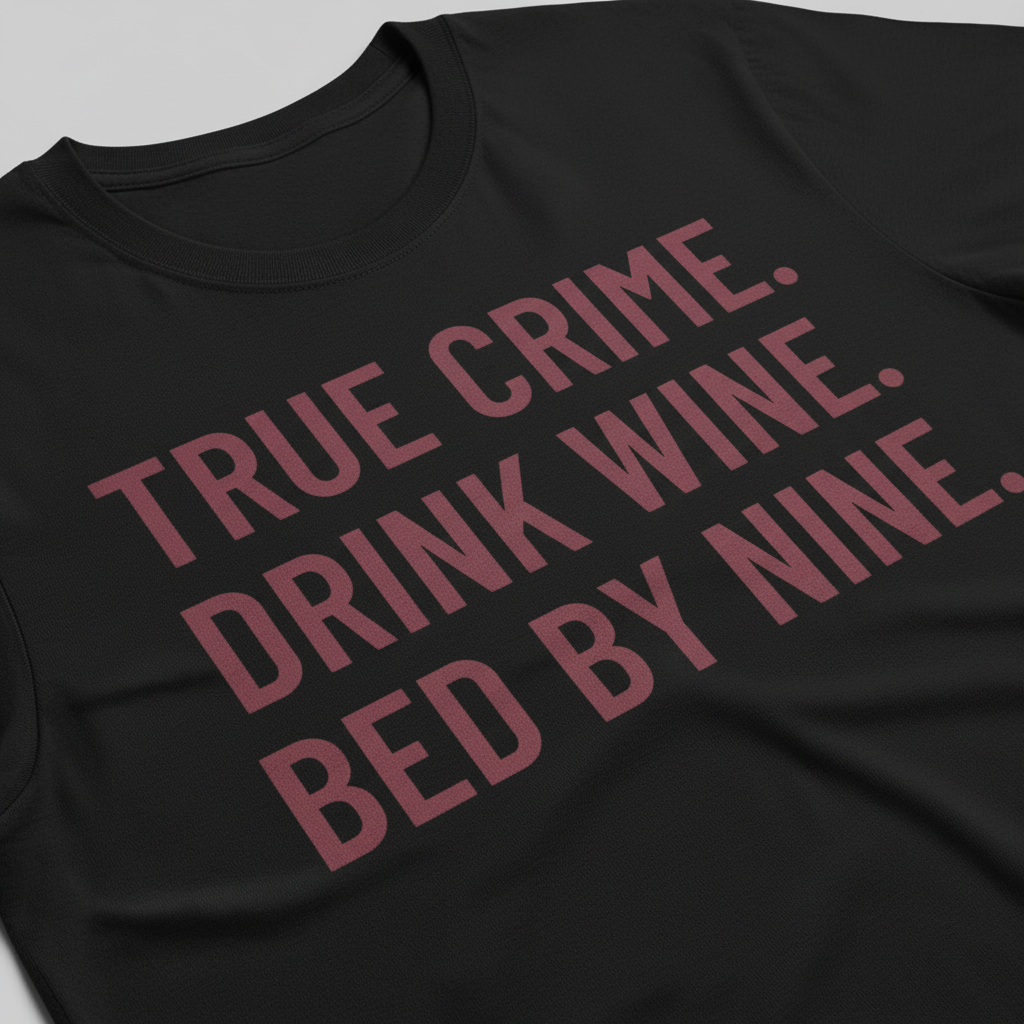 True Crime & Wine T-Shirt_closeup