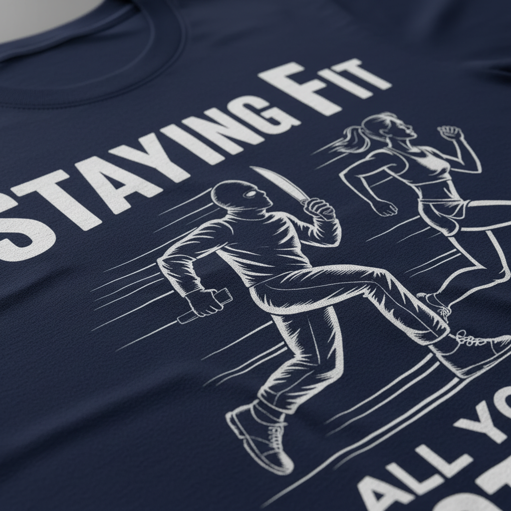 Staying Fit Motivation T-Shirt_closeup
