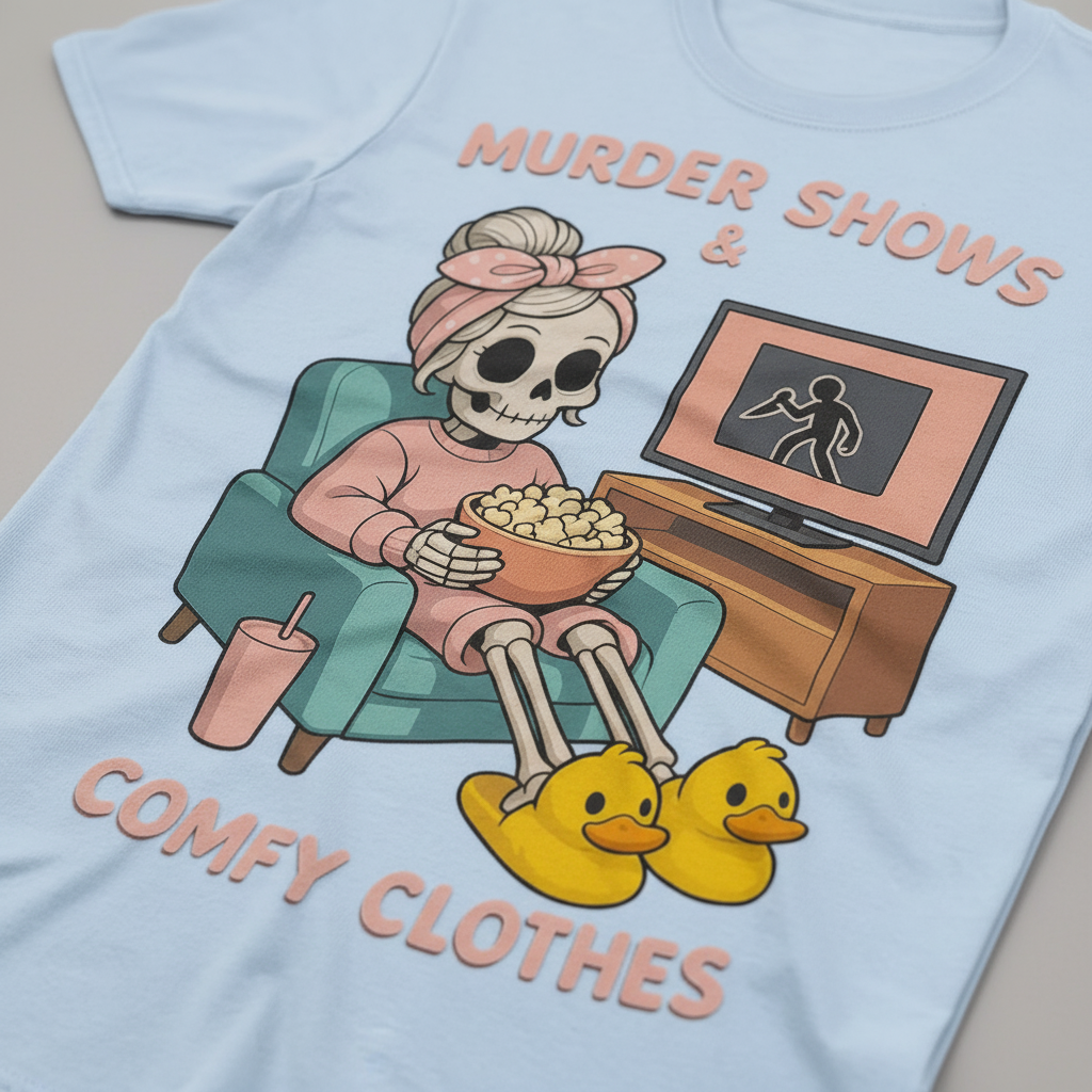 Murder Shows & Comfy Clothes T-Shirt_closeup