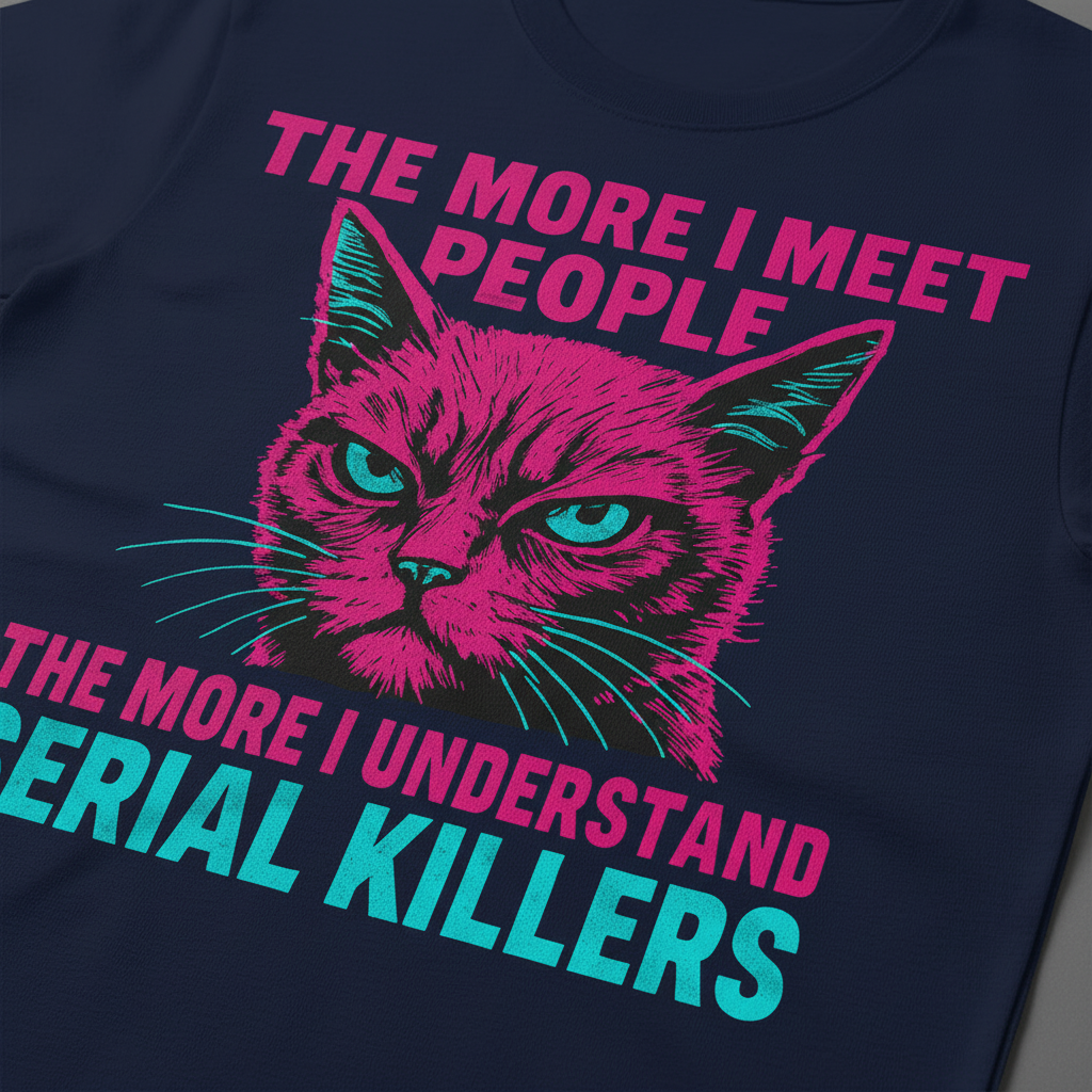Serial Killer Cat T-Shirt_closeup