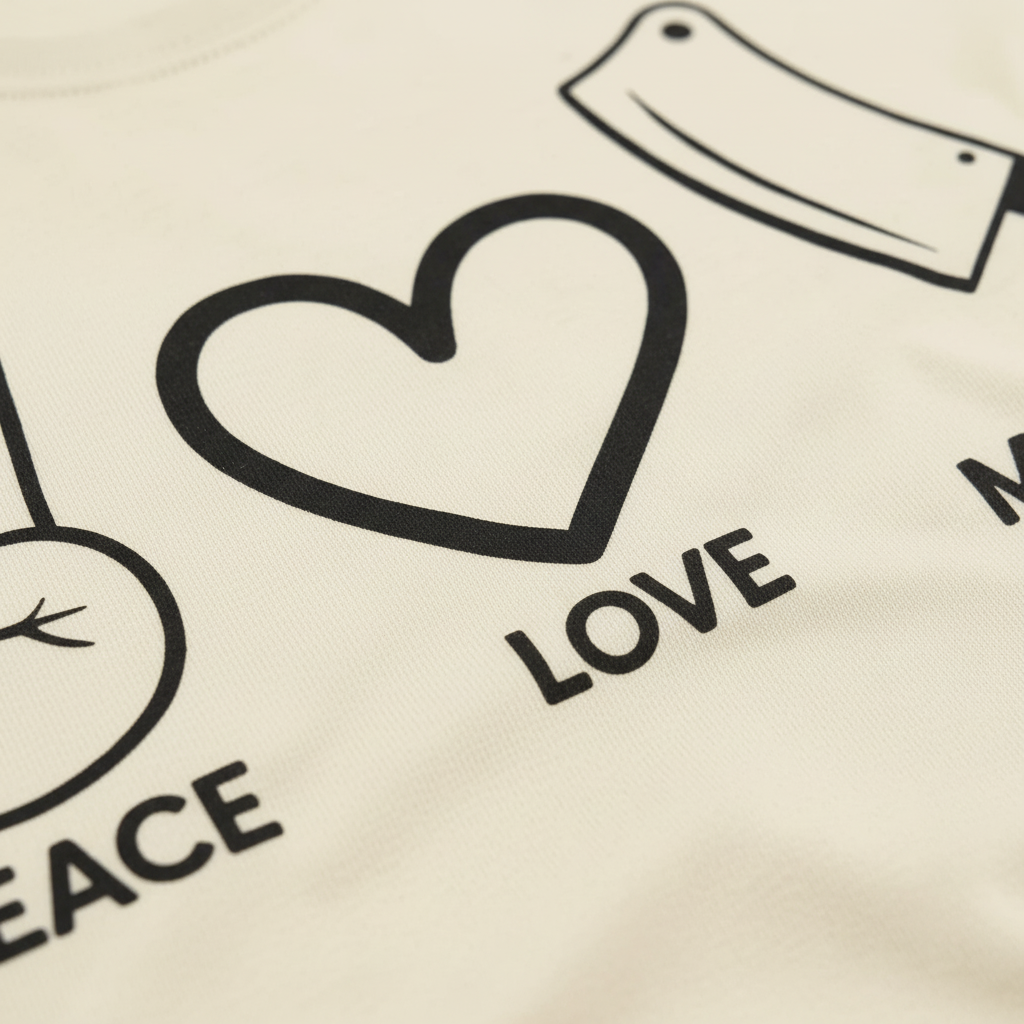 Peace Love Murder Shows T-Shirt_closeup