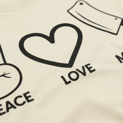 Peace Love Murder Shows T-Shirt_closeup