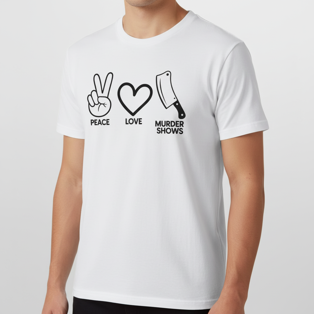 Peace Love Murder Shows T-Shirt_space