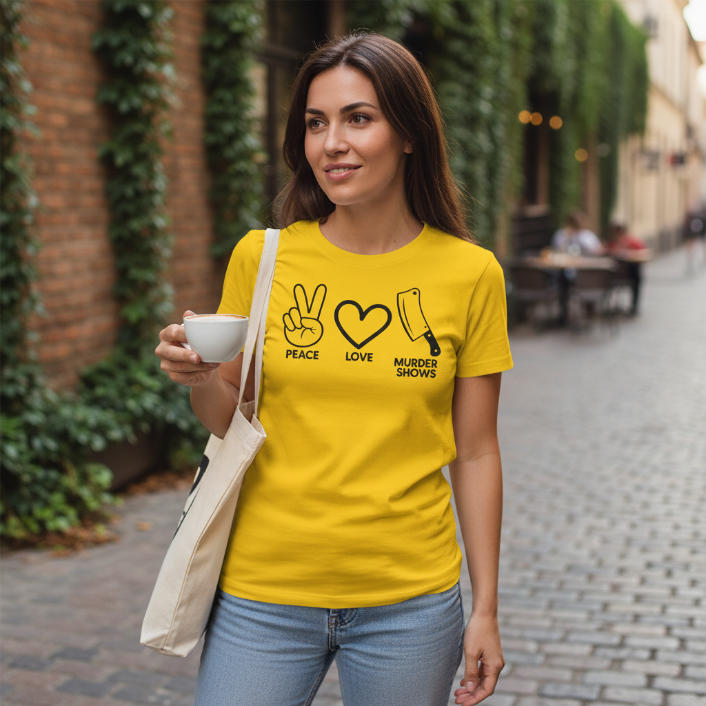 Peace Love Murder Shows T-Shirt_lifestyle