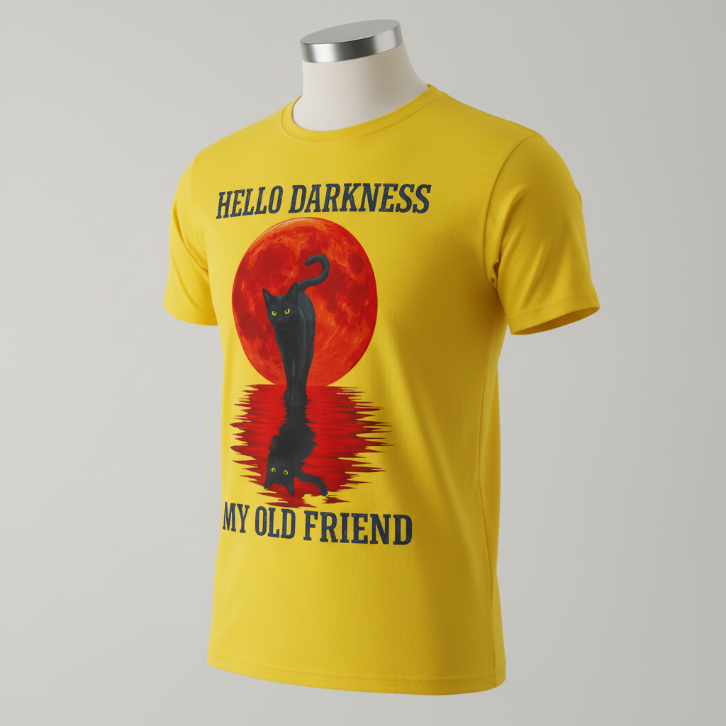 Hello Darkness Cat T-Shirt_space