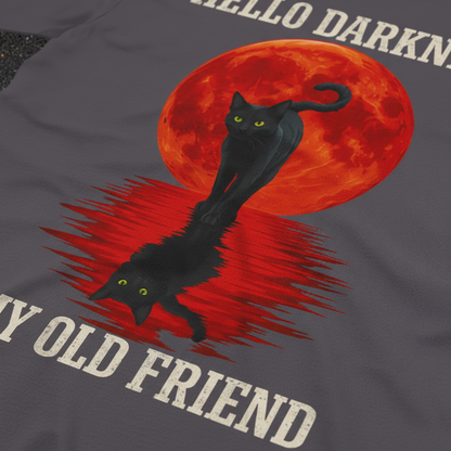 Hello Darkness Cat T-Shirt_closeup
