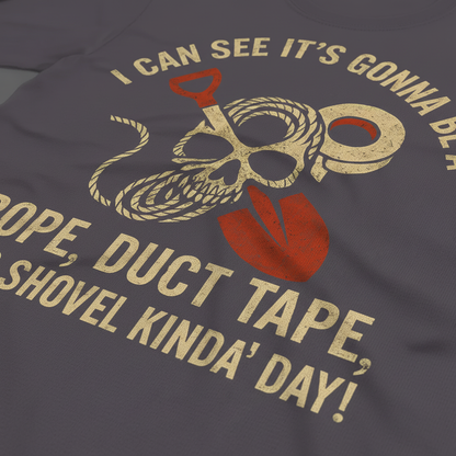 Rope, Duct Tape & Shovel T-Shirt_closeup