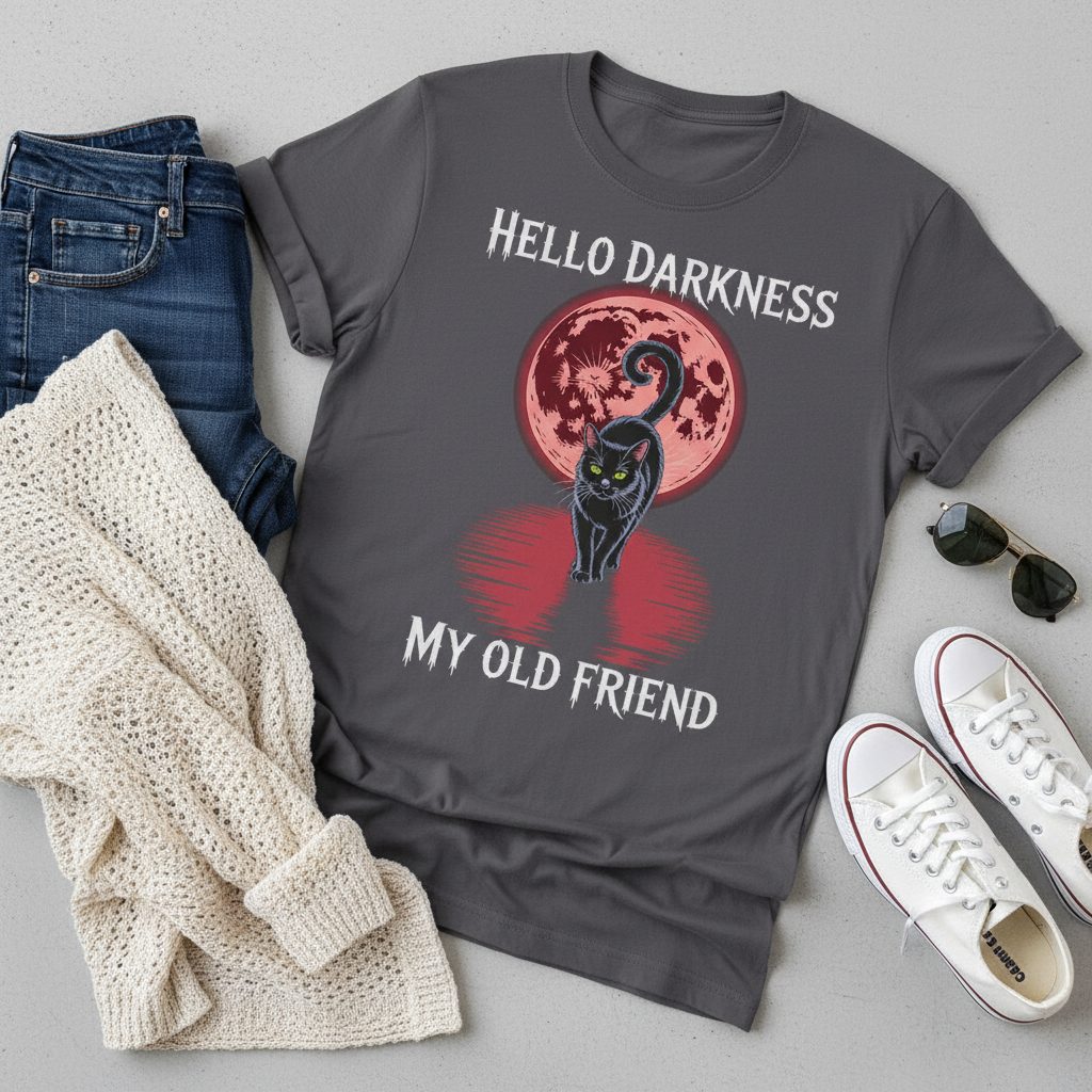Hello Darkness Cat T-Shirt_pairing