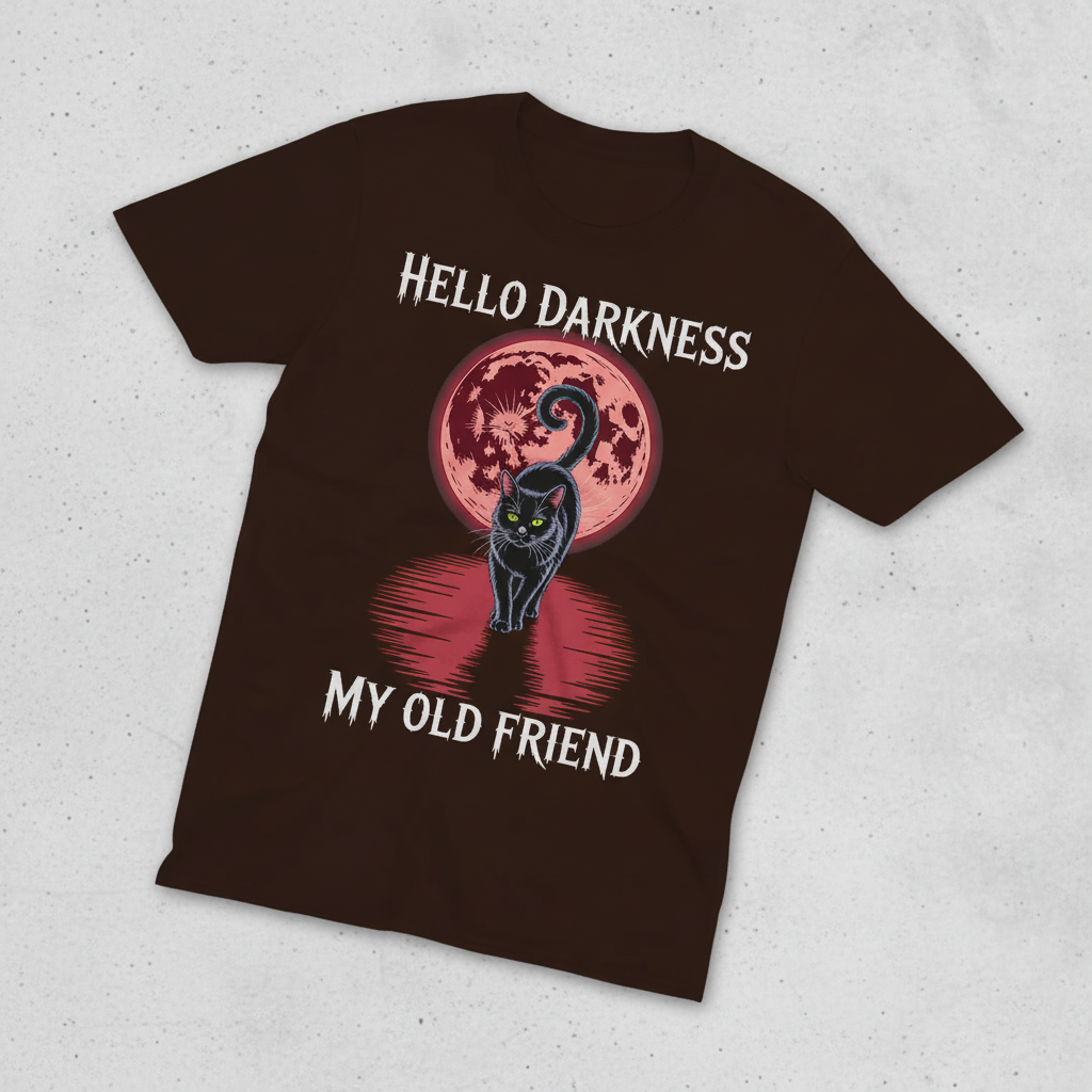 Hello Darkness Cat T-Shirt_space