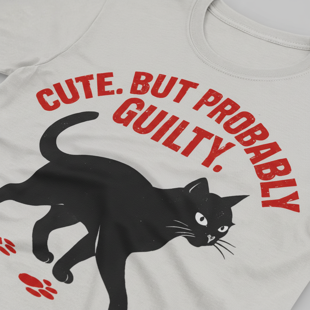 Cute But Probably Guilty T-Shirt_closeup