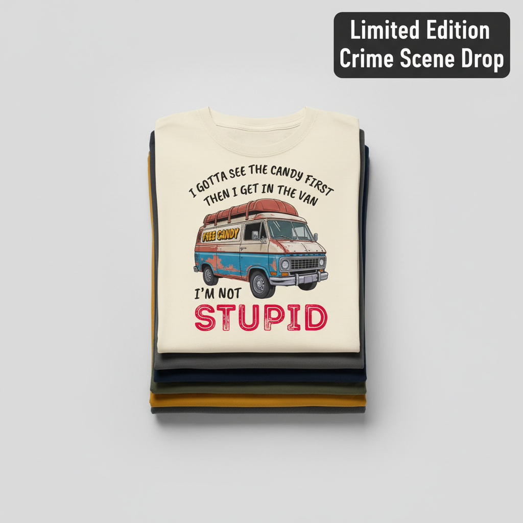 Not Stupid Candy Van T-Shirt_stacked_flatlay