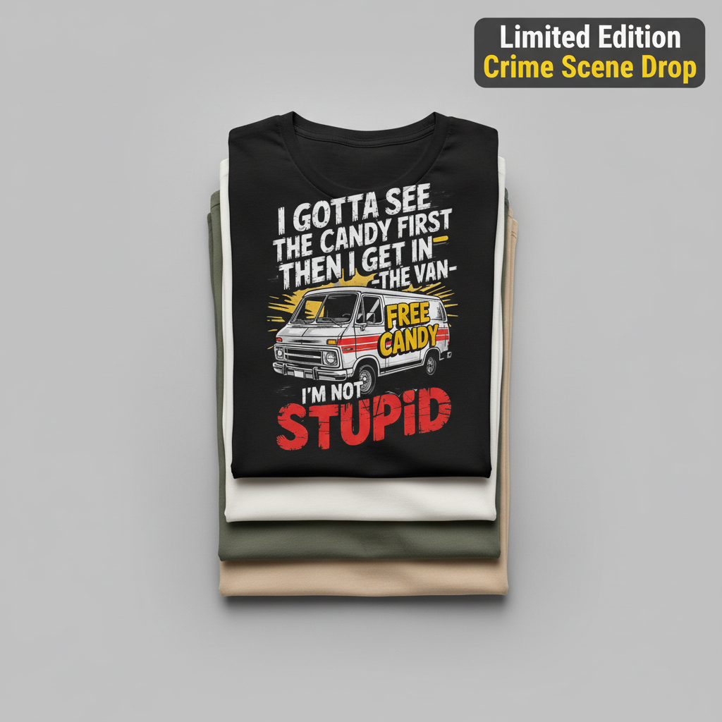 Not Stupid Candy Van T-Shirt_stacked_flatlay