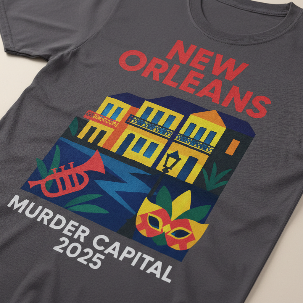 New Orleans Murder Capital 2025 T-Shirt_closeup