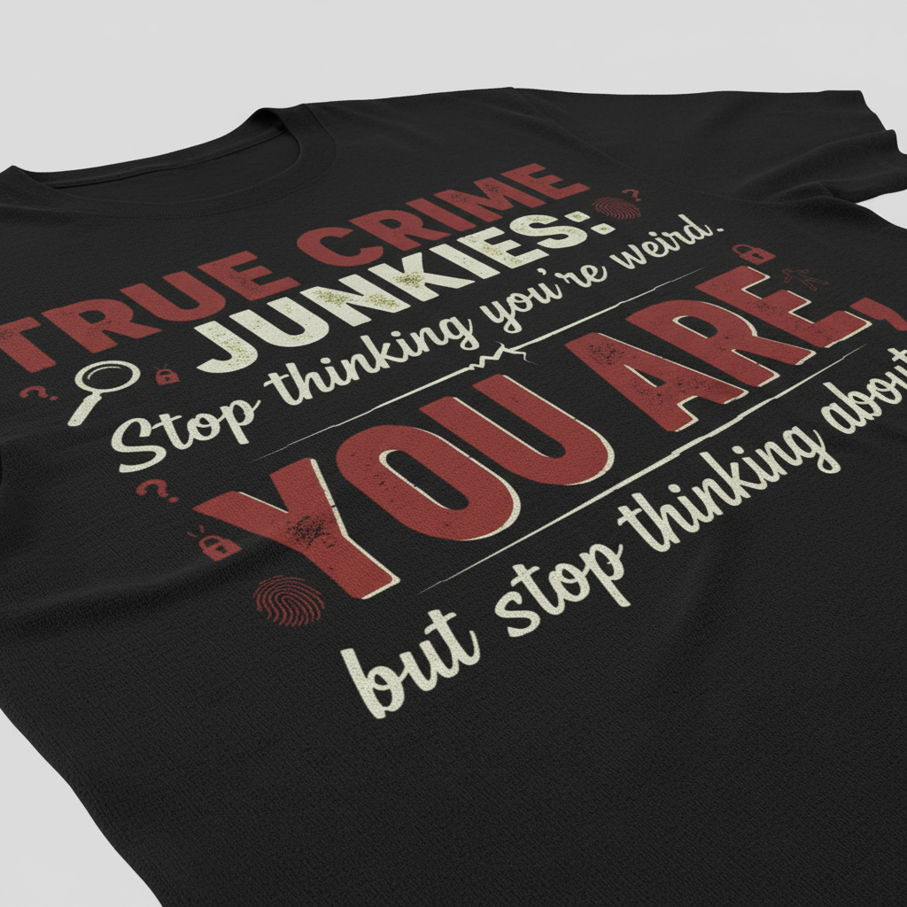 True Crime Junkie Confession T-Shirt_closeup