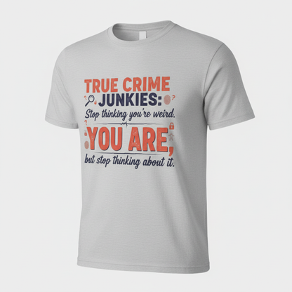 True Crime Junkie Confession T-Shirt_space