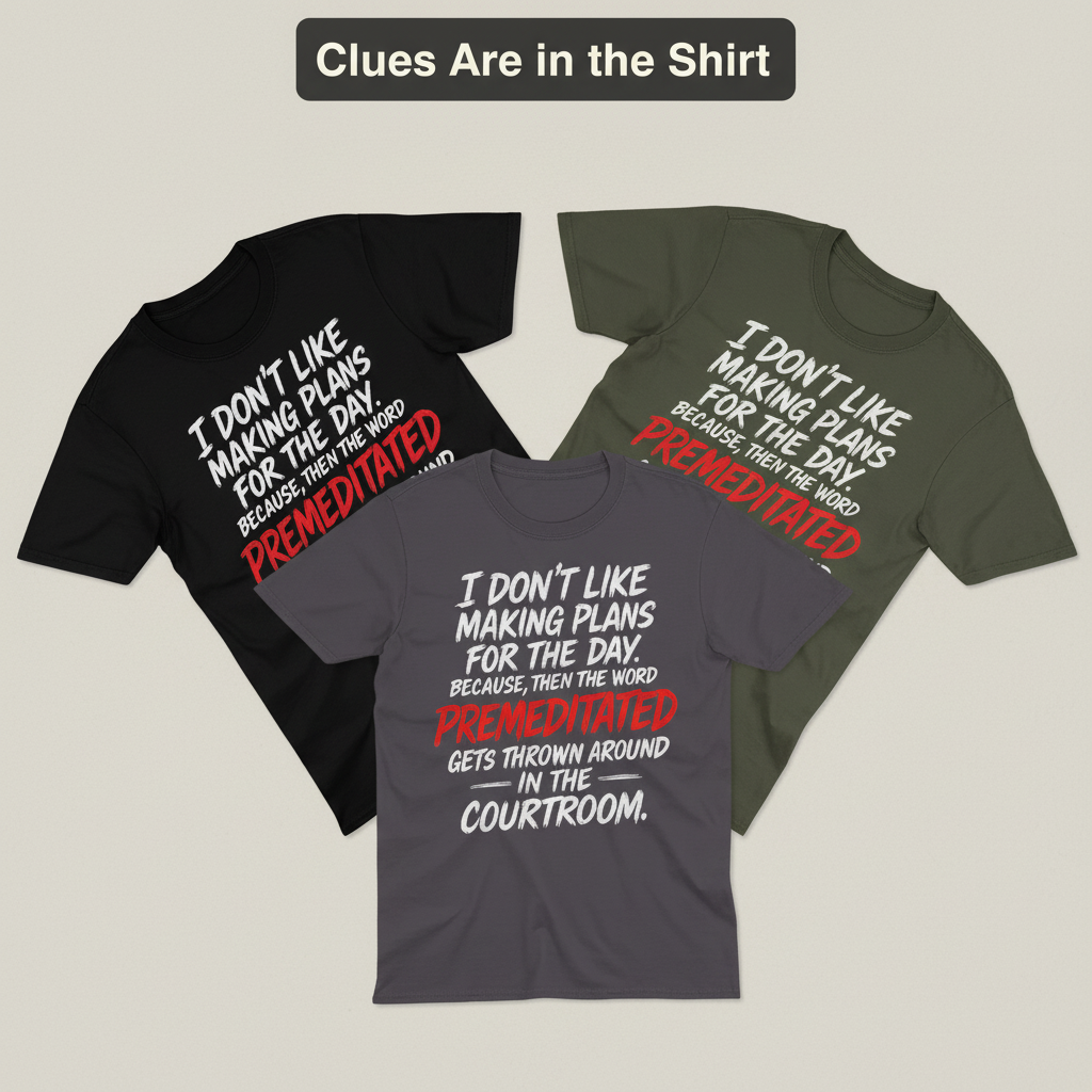 Premeditated Courtroom Humor T-Shirt_color_fan