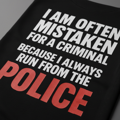 Run from the Police T-Shirt_closeup