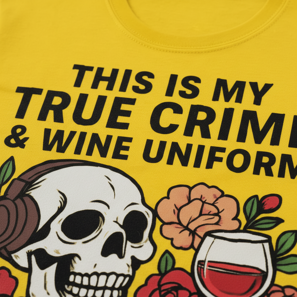 True Crime & Wine Uniform T-Shirt_closeup