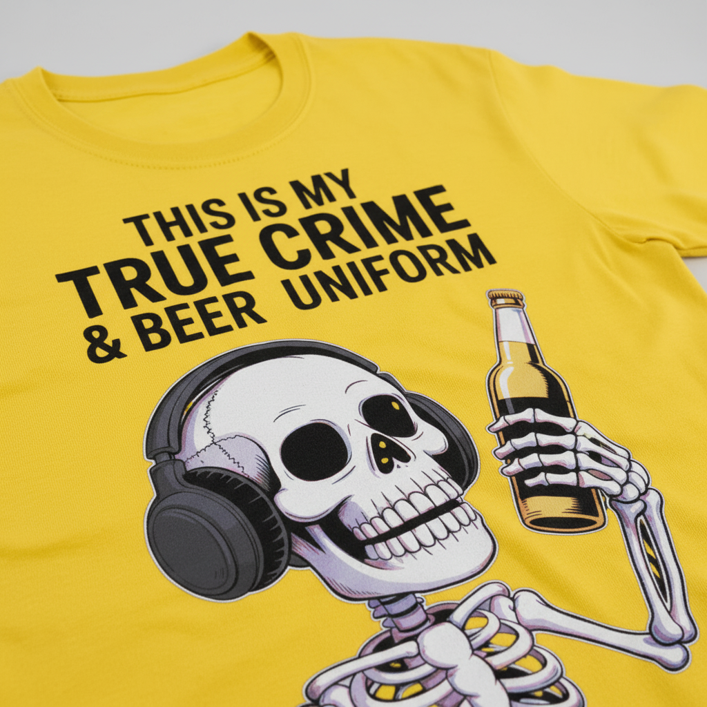 True Crime & Beer Uniform T-Shirt_closeup