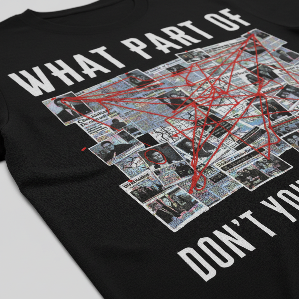 Conspiracy Board Madness T-Shirt_closeup