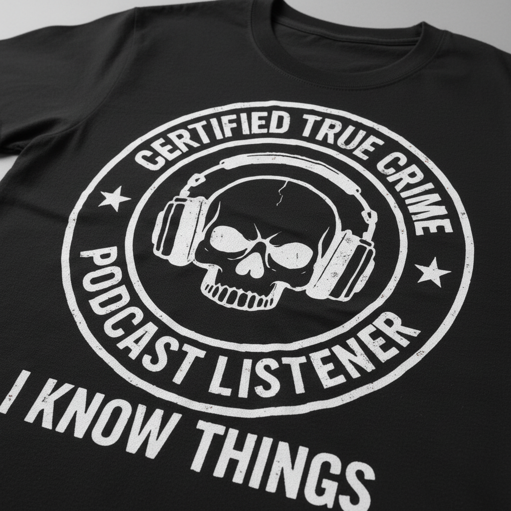 Certified True Crime Listener T-Shirt_closeup