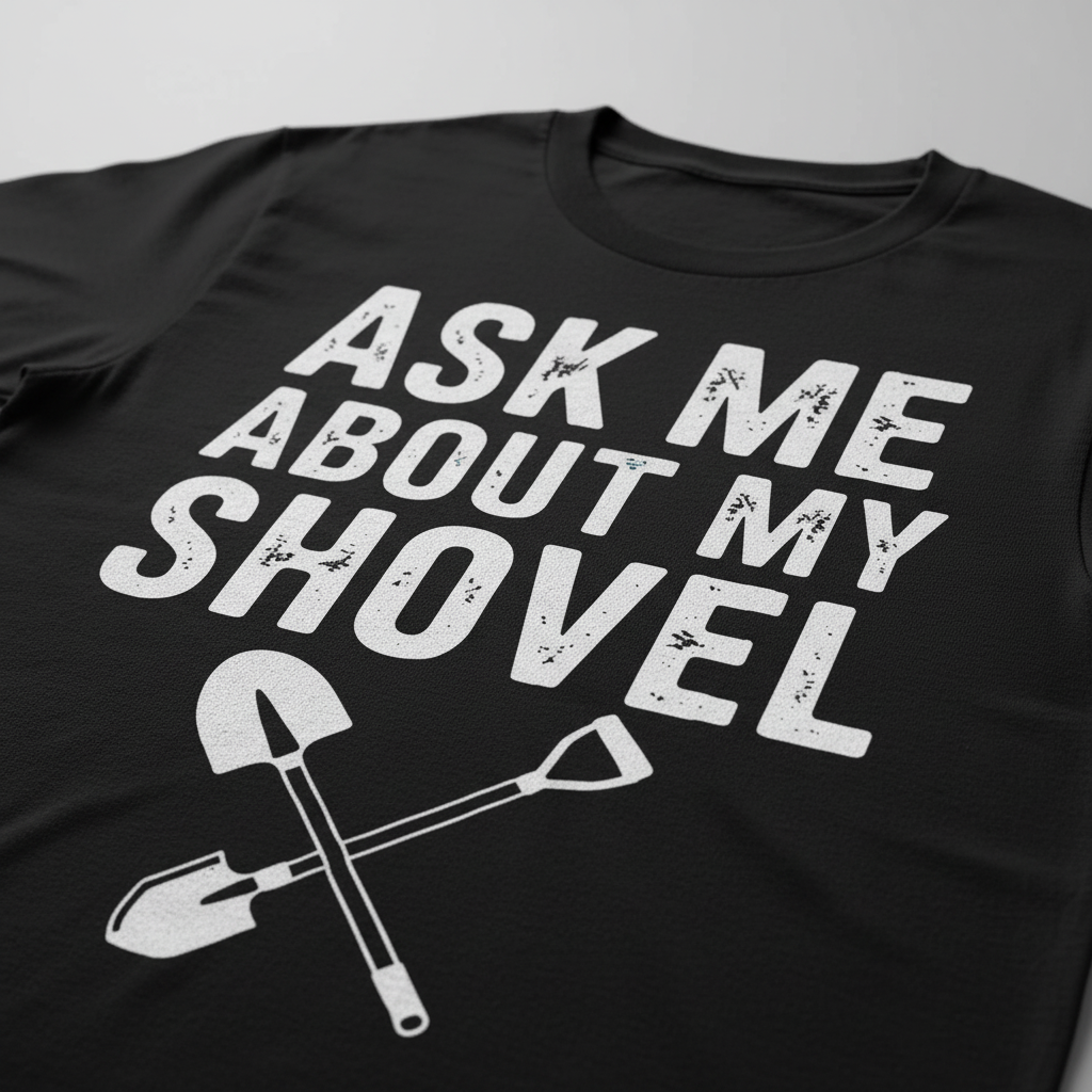 Ask Me About My Shovel T-Shirt_closeup